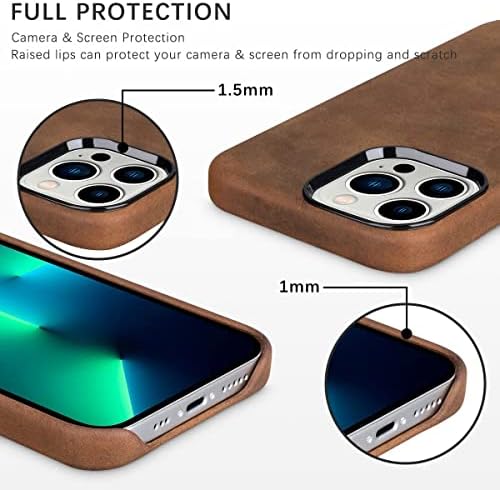 MAOGOAM iPhone 13 Pro Max Leather Case Compatível com Magsafe, Genuine Cera de Cera Vintage Casal