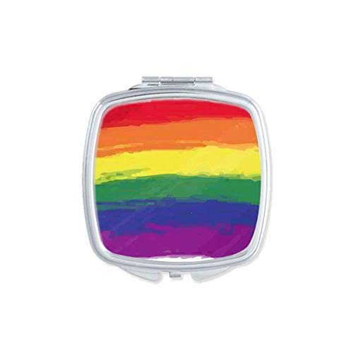 Arco -íris arco -íris gay lgbt espelho portátil compacto maquiagem de bolso de dupla face de vidro