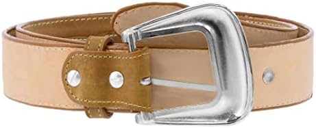 Texas Legacy Mens Taupe Concho Western Cowboy Leather Belt Silver Buckle