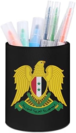 Brasão de braços de Síria Pen Pen Portador Copo lápis para copo de escova de maquiagem de organizador de mesa