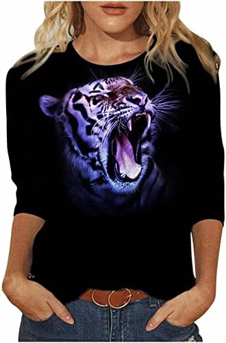 Camisetas de manga comprida Tigres de animais 3D Tigres de animais 3D Tees gráficos casuais casuais moletom leve da moda Tops de moda