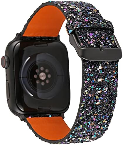 Glitter Glitter Bling Band Compatível para Apple Watch 38mm 40mm de couro luxuoso brilhante Sparkle Women Strap