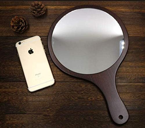 Espelho de vaidade umky espelho extra grande de madeira hanking espelho espelho portátil maquiagem de maquiagem pode ser pendurado espelho de mão de mão dupla de dupla face espelho