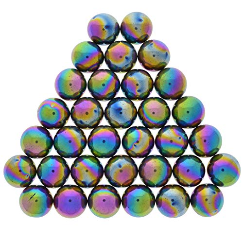 Gemas hipnóticas: 100 PCs Rounds de hematita magnética do arco -íris - Tamanho de 0,75 polegadas