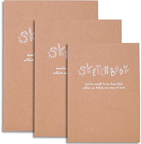 Conjunto Almoxvye de 3 Notebook e Sketchbook, A5/B5/A4 Tamar Kraft Capa em branco Desenho Caderno de capa