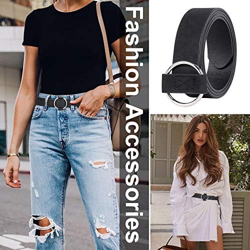 Xzqtive Women Leather Belt sem círculo de fivela de círculo de fivela de cintura cinto para jeans vestido