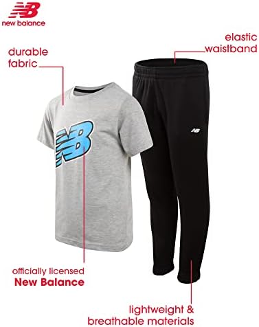 Conjunto ativo de corredor ativo de New Balance Boys-2 peças de t-shirt de manga curta/longa Conjunto de