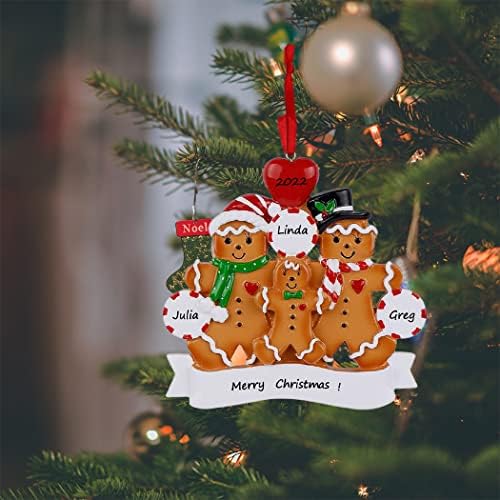 Andwing Family of 3 Gingerbread Christmas Ornament personalizada para avós, crianças, amigos