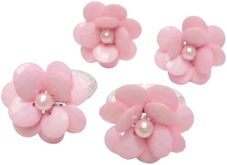 Maison Charlô | Conjunto de 4 rosa bebê - delicados anéis de guardanapo de flores | Dia das mães,