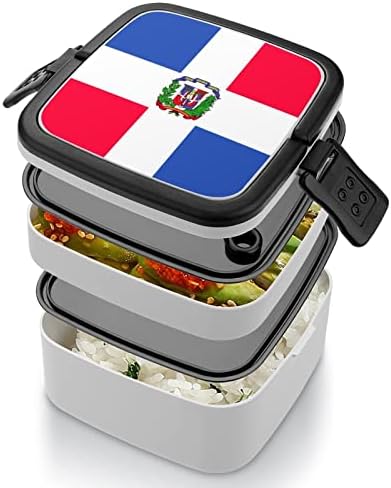 Bandeira da República Dominicana Bento Bento Box Double Camada All-In-One Lunch Recipiente de Almoço