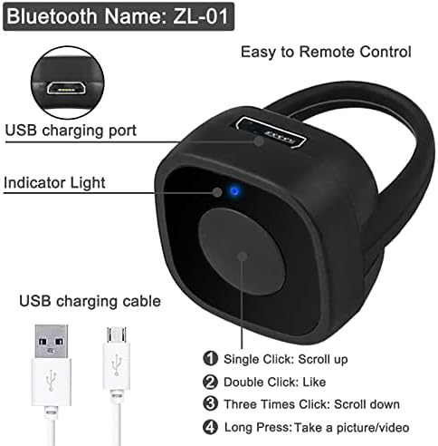 Controle remoto Bluetooth para Tik Tok Page Turner, anel de rolagem sem fio para tiktok, iPhone, iPad, telefone