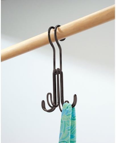 Idesign Classico Metal sobre os ganchos da haste, organizador de acessórios para armários para gravatas,