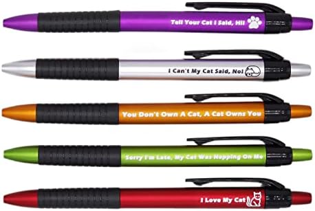 Amantes de gatos de canetas engraçados do tio - defina 5 canetas para todos que amam gatos, canetas personalizadas