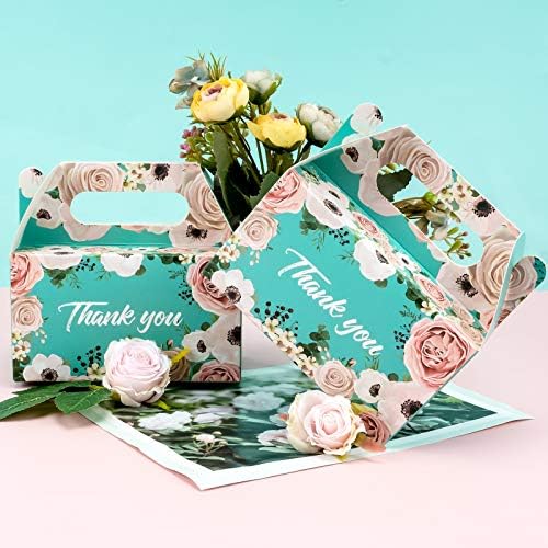 WAPAHOLIC 24 PACK Agradece caixas de tratamento - Blue Boho Floral Design Cardboard, perfeito para casamento,