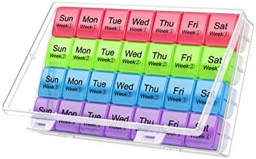 Organizador mensal de comprimidos mensal 28 dias Organizador de medicamentos Organizador por semana, Compartimentos