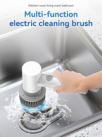 Escova de lavagem elétrica, ferramenta de limpeza durável com 2 velocidade rotativa, 3 cabeças de escova substituível,